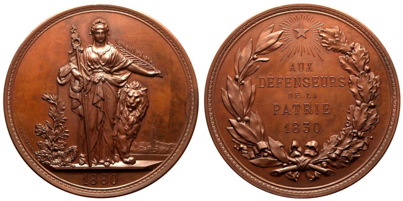 As struck | BELGIUM. Leopold II, 1865-1909. 
Bronze Medal, 1880. 
By W&uuml;rd...