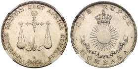 British West Africa: Mombasa Imperial British East Africa Company 1888 Silver 1 Rupee NGC MS 62
