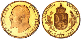 Bulgaria Ferdinand I 1912-Dated Gold 20 Lewa Restrike Proof NGC PF 67 ULTRA CAMEO
