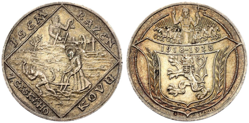 extremely fine with nice toning | CZECHOSLOVAKIA. By O. &Scaron;paniel. 
Silver...