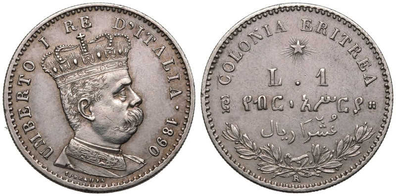 Good very fine | ERITREA. ITALIAN. Umberto I, 1878-1900. 
Silver 1 Lire, 1890. ...