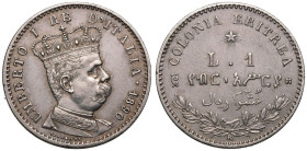 Eritrea: Italian Umberto I 1890 Silver 1 Lire Good very fine