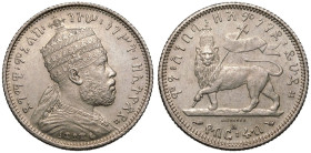 Ethiopia Menelik II 1889 (1897) A Silver 1/4 Birr Good extremely fine, hairlines