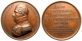 France Restoration 1814 Bronze Medal Monsieur Entry into Paris Good extremely fine