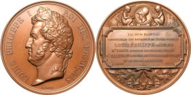 France Louis Philippe (1830-1848) 1844 Bronze Bronze Medal Extremely fine