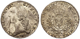 France Louis XV 1765 Silver Ecu Good extremely fine with mint luster; Rare condition!