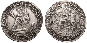 Hungary: HRE Ferdinand I 1554 Silver 1/2 Taler Very fine, fields smoothed