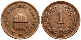 Hungary Franz Joseph I 1892 KB Bronze 1 Fillér Good very fine