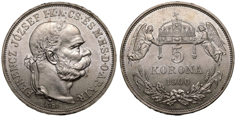 Good extremely fine | HUNGARY. Franz Joseph I, 1848-1916. 
Silver 5 Korona, 190...