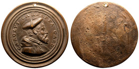 Italy: Papal States Cardinal Carlo Carafa (1555-1561) 1557 Bronze Bronze Medal Nearly extremely fine