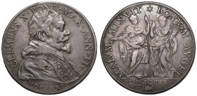 Italy: Papal States Clement X 1671 Silver Piastra Good very fine, graffito in obverse field
