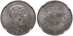 Italy: Tuscany Vittorio Emanuele II 1860 FIRENZE Silver 2 Lire NGC MS 64