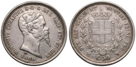 Italy: Sardinia Vittorio Emmanuel II 1860 M Silver 50 Centesimi Very fine