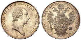 Italy: Lombardy-Venetia Franz I 1825 Silver 1 Scudo extremely fine; Mint luster remains