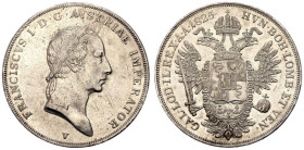Italy: Lombardy-Venetia Franz I 1825 Silver 1 Scudo extremely fine with beautiful full mint luster, tiny hairlines