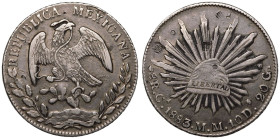 Mexico 1883 Ca-MM Silver 8 Reales Very fine, countermarks