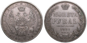 Russia: Empire Nikolai I / Aleksandr II 1851 СПБ ПА Silver 1 Rouble Good very fine