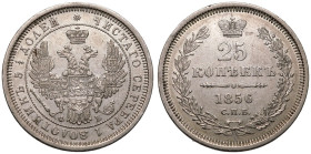 Russia: Empire Alexander II 1856 СПБ ФБ Silver 25 Kopecks Good very fine, cleaned