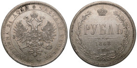 Russia: Empire Alexander II 1868 СПБ НI Silver 1 Rouble Good very fine, cleaned