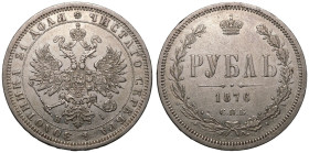 Russia: Empire Alexander II 1876 СПБ НI Silver 1 Rouble Good very fine, lustrous