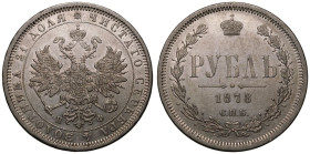 Russia: Empire Alexander II 1878 СПБ НФ Silver 1 Rouble About extremely fine