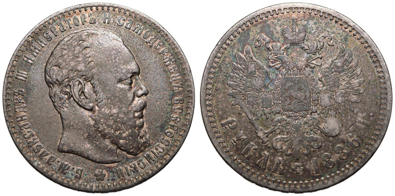Good very fine, toned | RUSSIA. EMPIRE. Alexander III, 1881-94. 
Silver 1 Roubl...