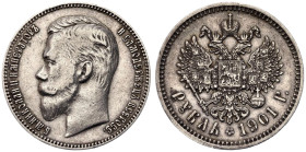 Russia 1901 Silver 1 Rouble Extremely fine