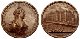 Russia By T. Ivanov 1773 Bronze Bronze Medal "Catherine II - Restoration of the Kremlin Palace" Extremely fine with nice cabinet patina