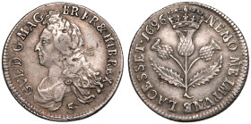 Scotland William II 1696 Silver 5 Shillings Good very fine