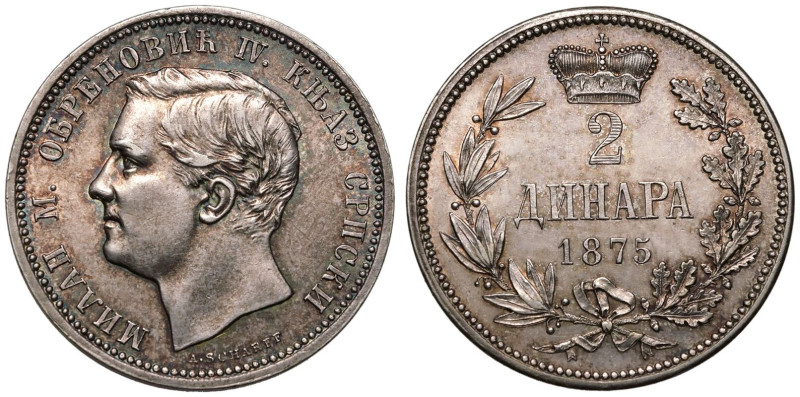 About uncirculated, toned with underlying lustre | SERBIA. Alexander. 
Silver 2...