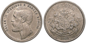 Sweden Oscar II 1875 EB Silver 1 Krona Good very fine