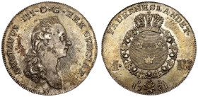 Sweden Gustav III 1781 Silver 1 Riksdaler Good extremely fine with nice multicolor toning & minor hairlines