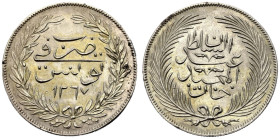 Tunisia Abdulmejid I 1851 Silver 5 Rial extremely fine/Good extremely fine with a small scratch