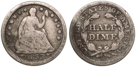 United States 1853 Silver Half Dime Very good, bent