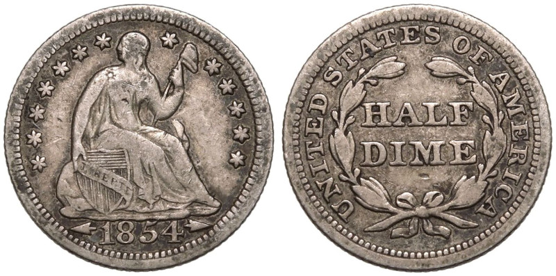 Fine | UNITED STATES. 
Silver Half Dime, 1854. Philadelphia. 
arrows at date
...
