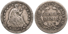United States 1854 Silver Half Dime Fine
