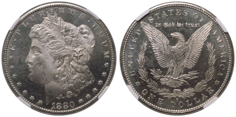 MS 63+ DPL | UNITED STATES. Morgan dollars, 1878-1904. 
Silver 1 Dollar, 1880 S...