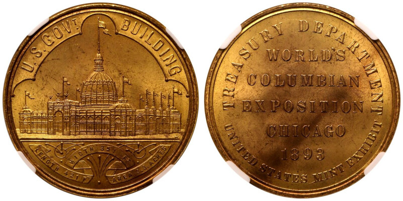 MS 63 | UNITED STATES. CHICAGO. 
Bronze So-Called Dollar, 1893. 
In secure pla...