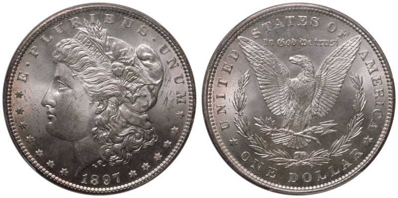 MS64+ | UNITED STATES. Morgan dollars, 1878-1904. 
Silver 1 Dollar, 1897. Phila...