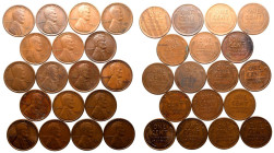 United States 1909-19 Copper Lot of 18x One Cents 1909 Choice MS, others mixed condition