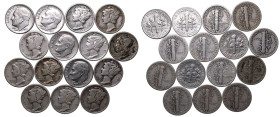 United States 1917-1968 Lot of 15x Dimes