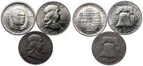 United States 1946-63 Silver Lot of 3x Half Dollars XF-MS