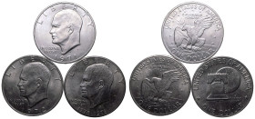 United States 1971-76 Cupro-Nickel Lot of 3x Dollars About MS-MS