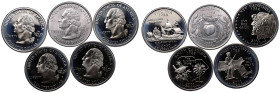 United States 1999-2000 Cupro-Nickel Lot of 5x States Quarter Dollars inc. 4x Proofs MS & FDC