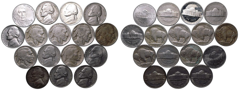 Various conditions | UNITED STATES. 
Cupro-Nickel Lot of 16x 5 Cents, . 
Inclu...