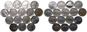 United States Cupro-Nickel Lot of 16x 5 Cents Various conditions