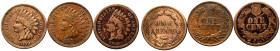 United States 1859-74 Lot of 3x One cent coins Various conditions