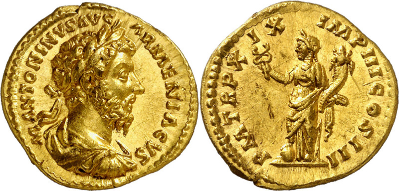* (165 d.C.). Marco Aurelio. Áureo. (Spink 4865) (Co. 479) (RIC. 136) (Calicó 18...