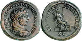 (213 d.C.). Caracalla. Sestercio. (Spink 6952) (Co. 576) (RIC. 512a). Anv.: M. AVREL. ANTONINVS PIVS AVG. BRIT. Su busto laureado, drapeado y acorazad...