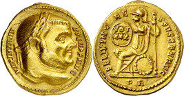 * (307-308 d.C.). Maximiano Hércules. Roma. Áureo. (Spink 13425) (Co. 109 var) (RIC. 145) (Calicó 4643, ilustrado como 4642, mismo ejemplar). Anv.: MA...